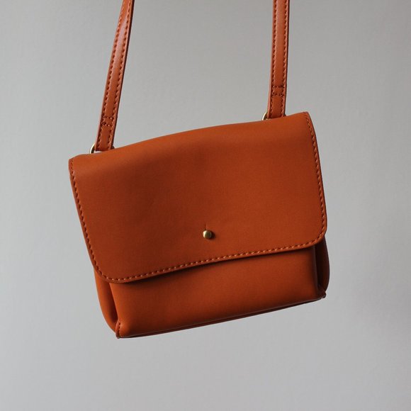Samara Orange Crossbody Vegan Leather Bag - Picture 6 of 9